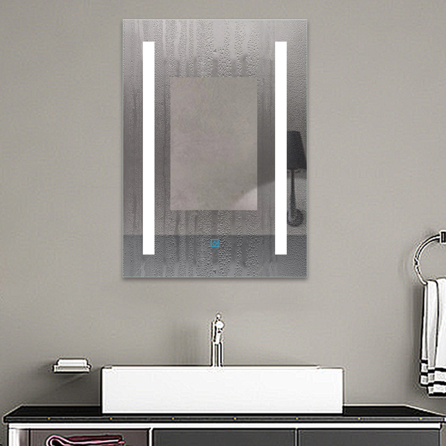 LED Illuminated Bathroom Mirror Light Up Touch Switch Sensor Demister